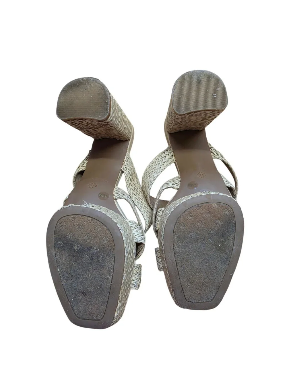 Antonio Melani Tan Open Square Toe Platform Sandal Heels 9.5